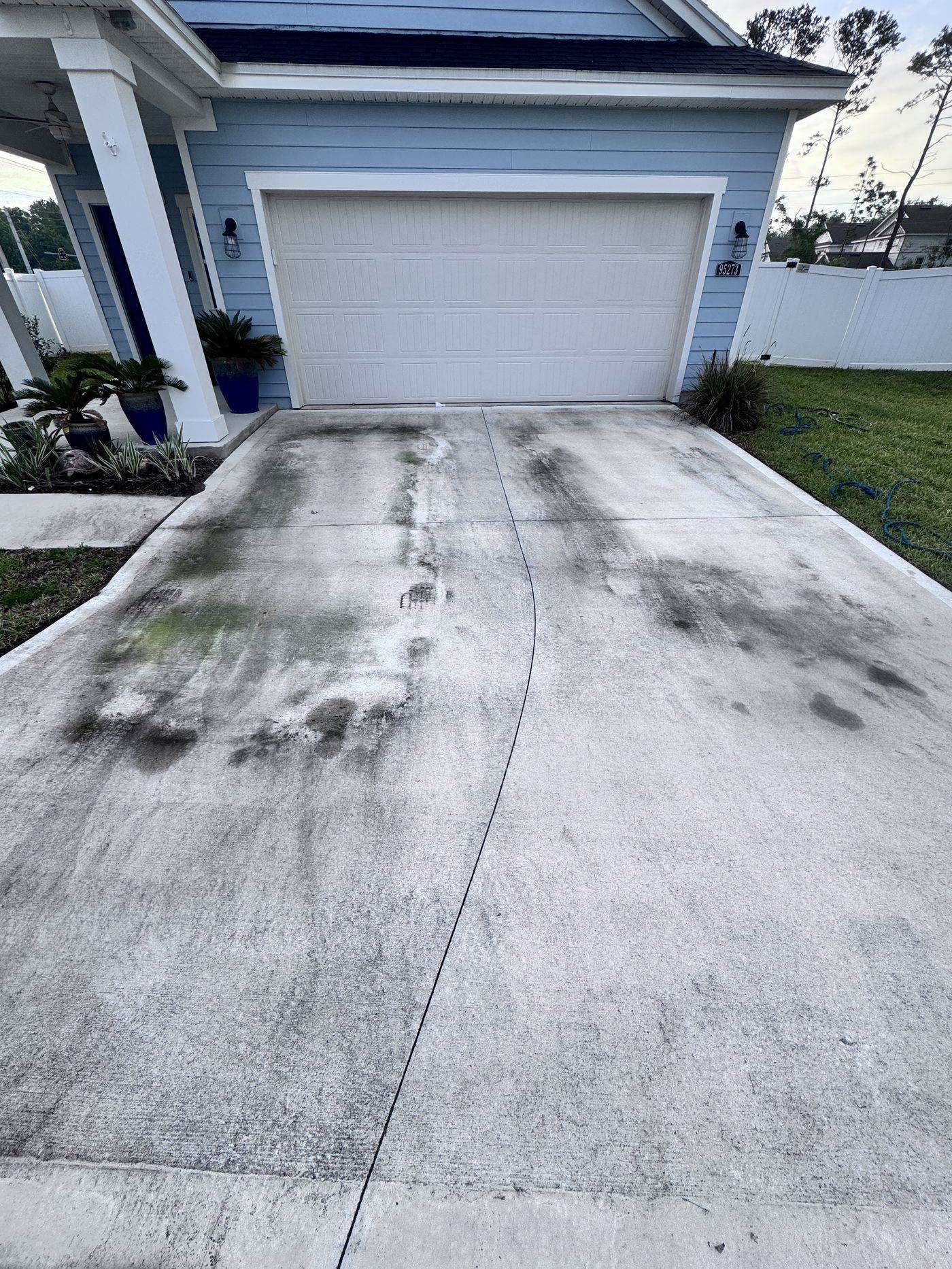 Clean driveway after pressure washing