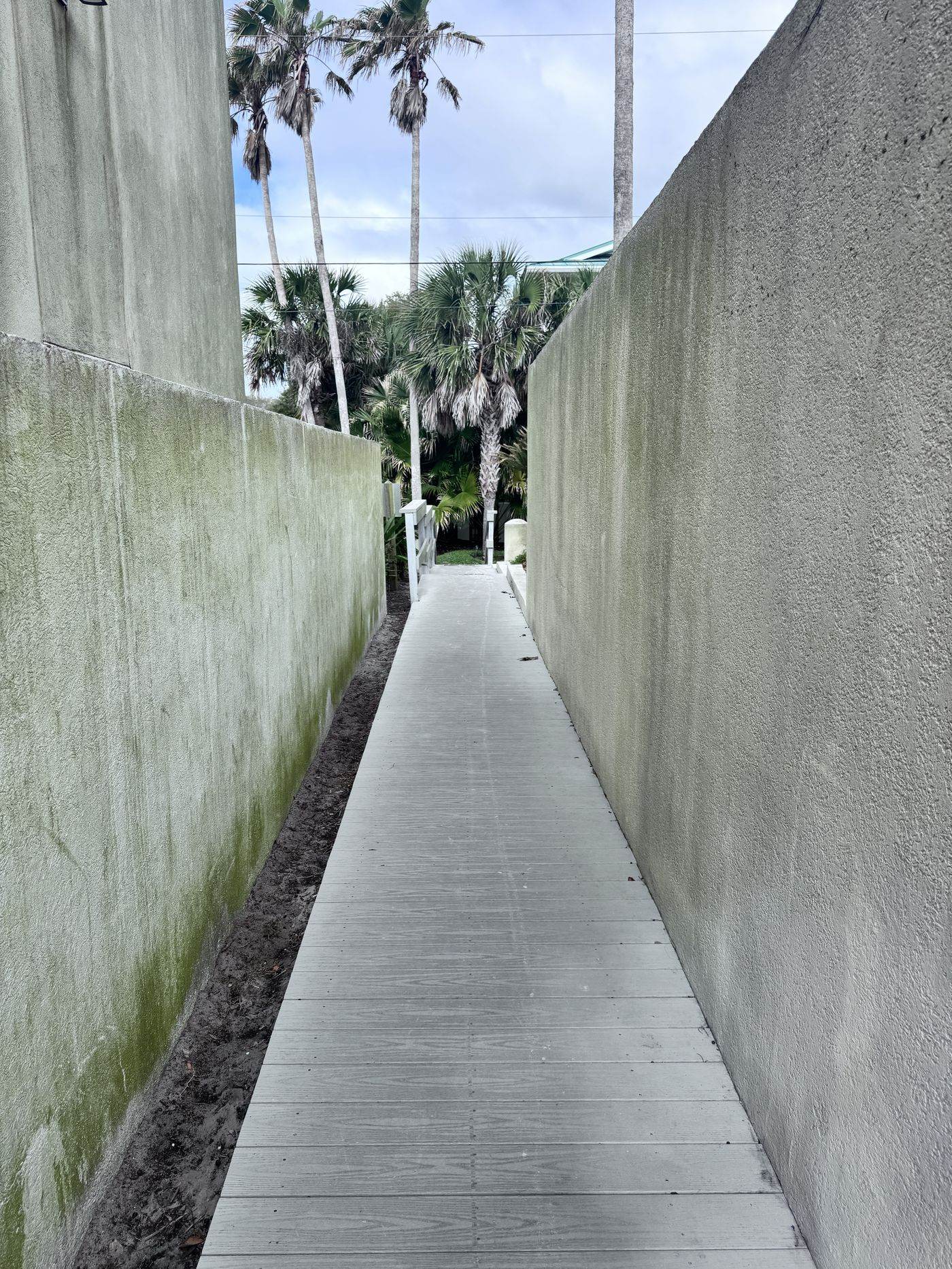 Walkway after cleaning, clean white walls